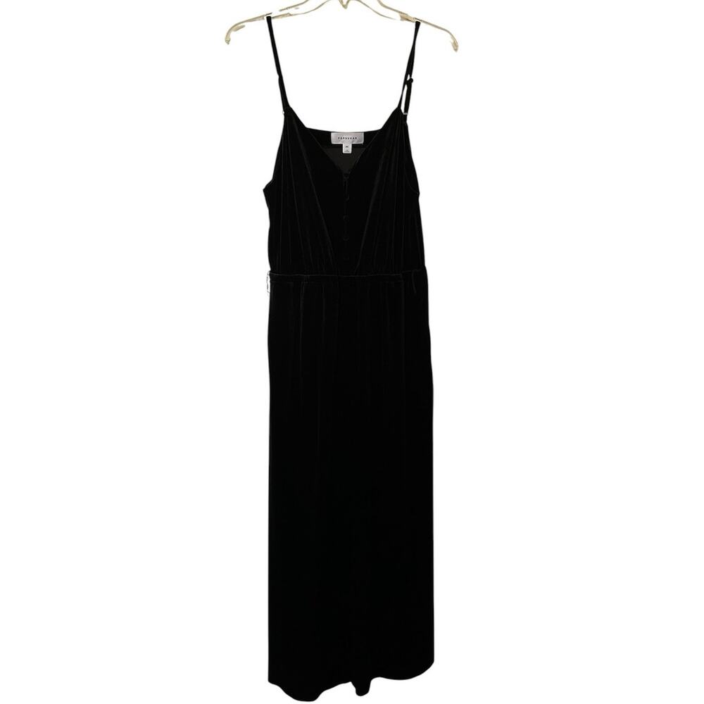 Popsugar Velvet Cropped Wide-Leg Jumpsuit Jet Black Women's Size M NWOT $68 - Picture 2 of 12